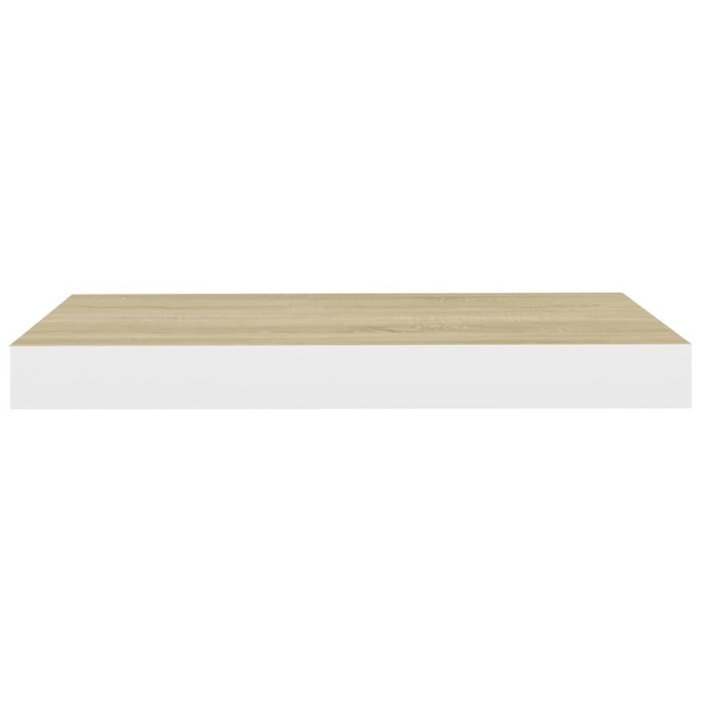 Pair of oak and white floating wall shelves from American Smart, 15.7"x9.1" MDF shelves with sleek modern design