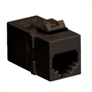 Black RJ-11 module coupler with pin 1-1, used for wire and cable connections, from American Smart WB.