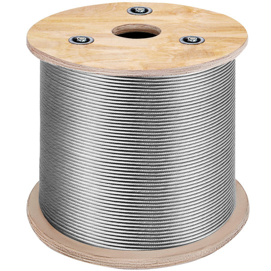 American Smart T316 stainless steel 1/8 inch 7x7 steel wire rope cable, 500ft for railing, decking, and balustrades.