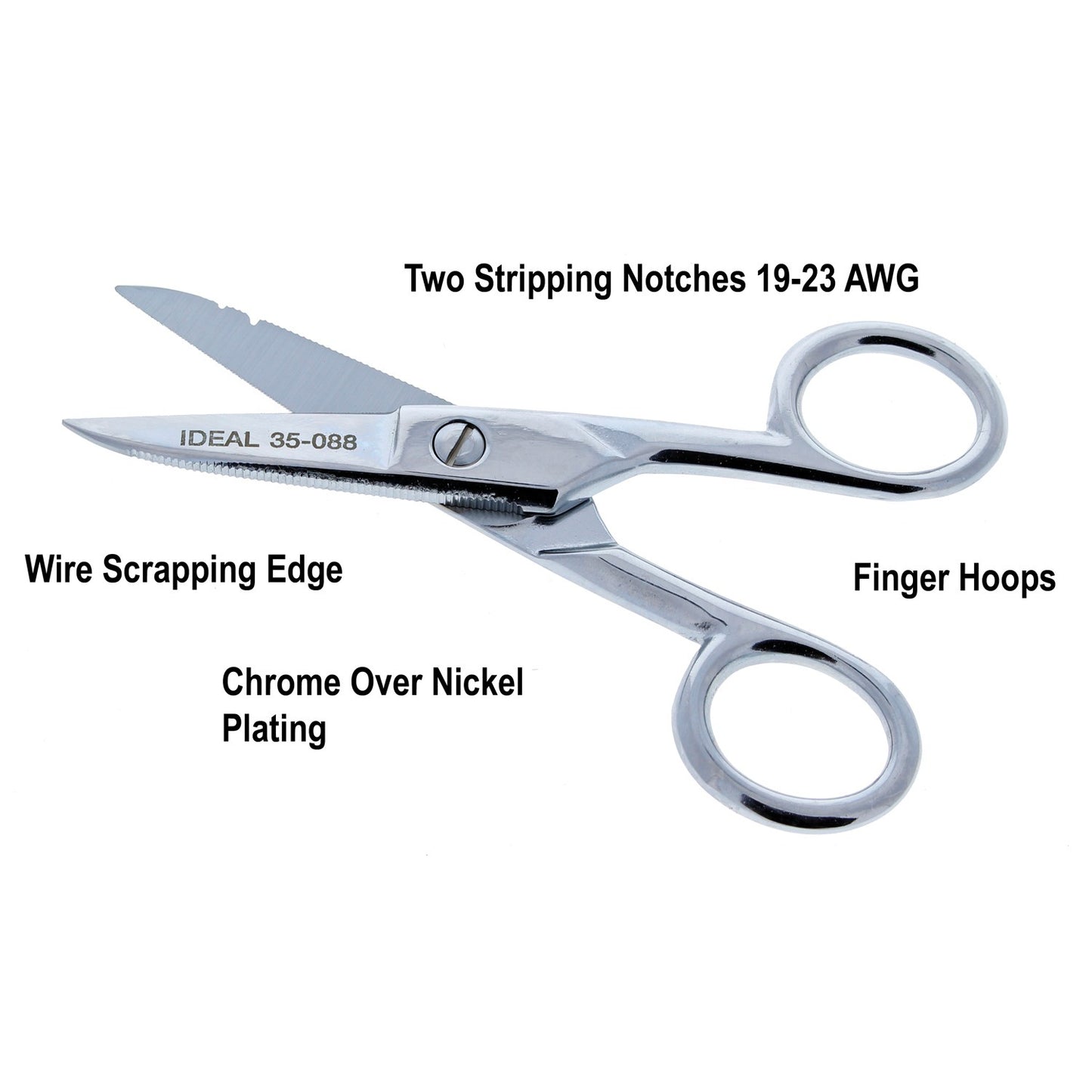 American Smart IDEAL 35-088 electrician's scissors with stripping notch for wire cutting and stripping in installation projects.
