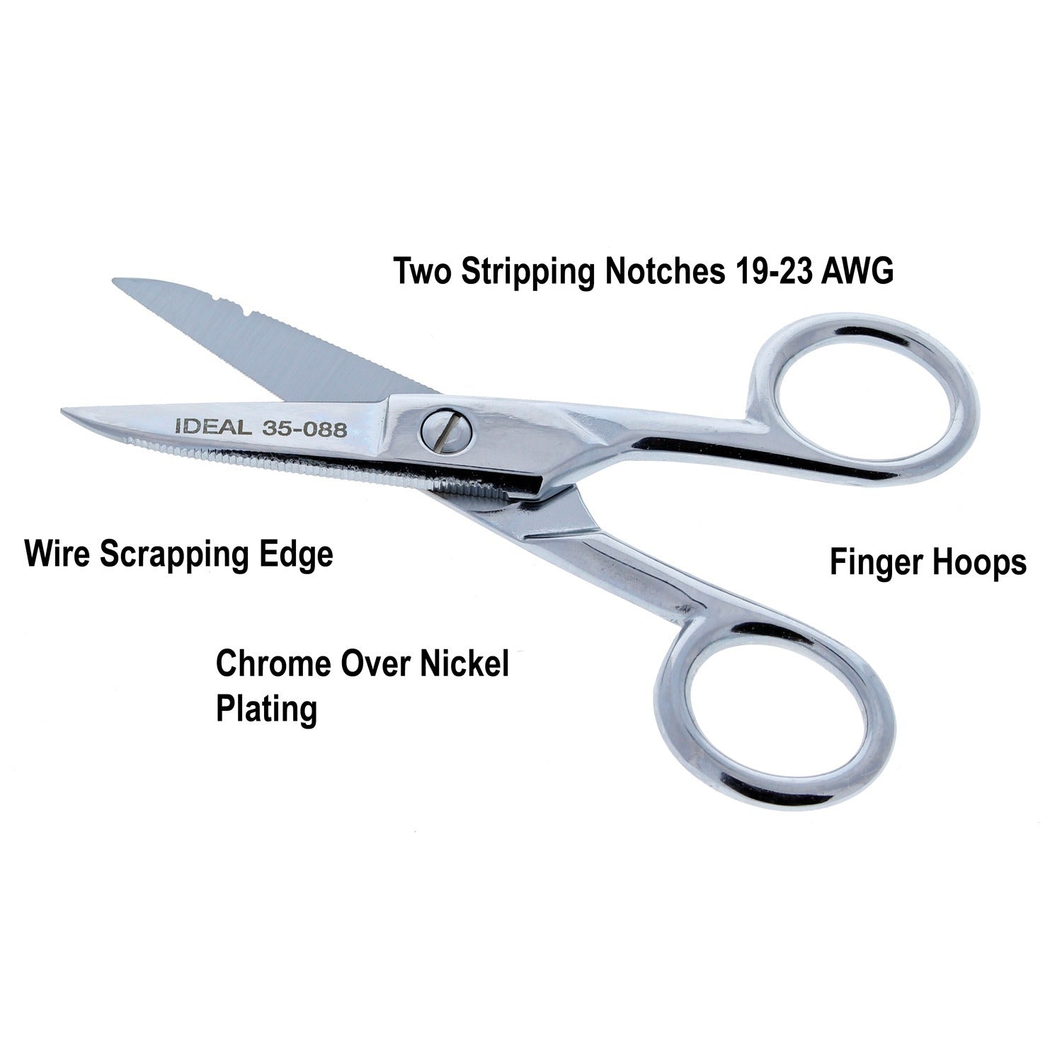 American Smart IDEAL 35-088 electrician's scissors with stripping notch for wire cutting and stripping in installation projects.