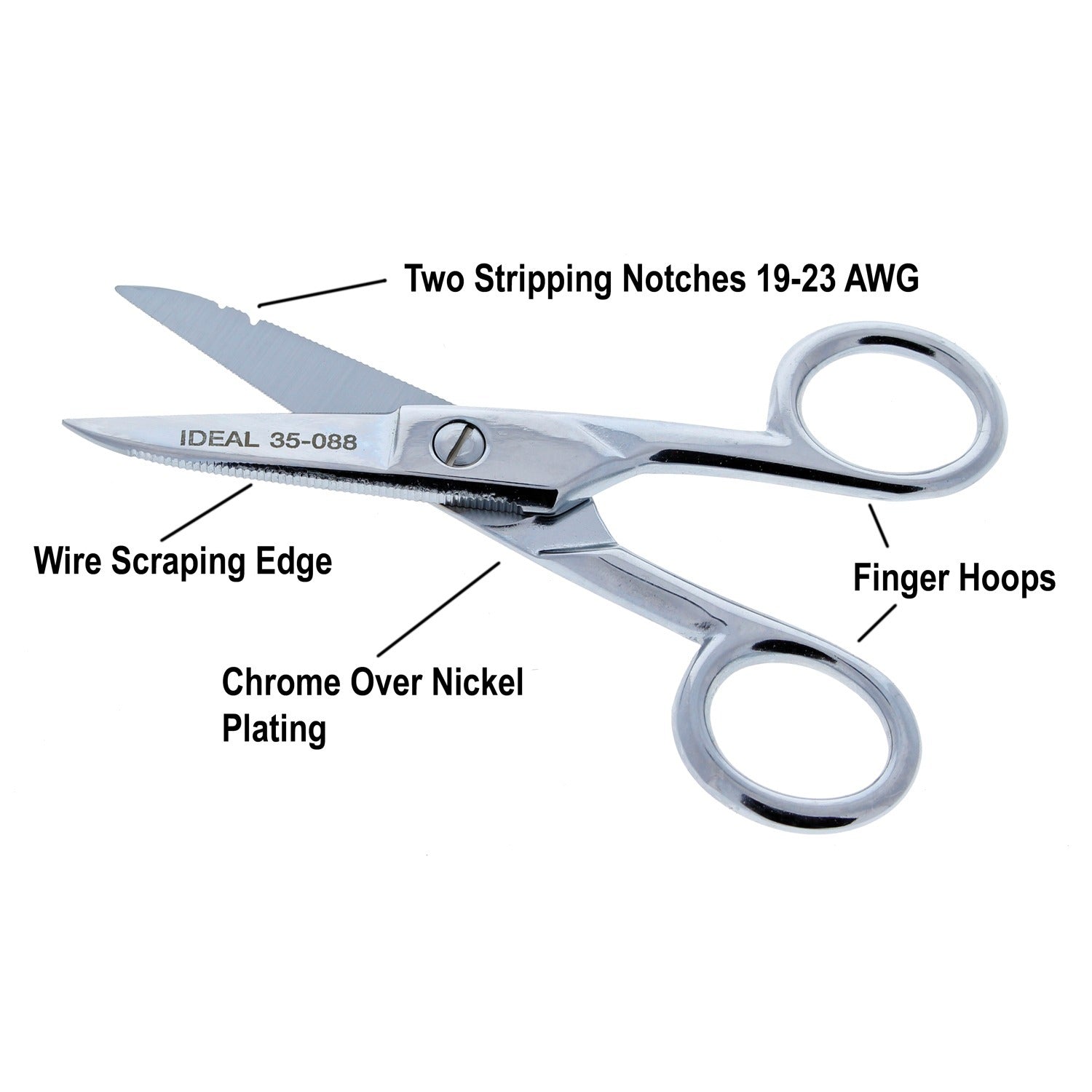 American Smart IDEAL 35-088 electrician's scissors with stripping notch for wire cutting and stripping in installation projects.