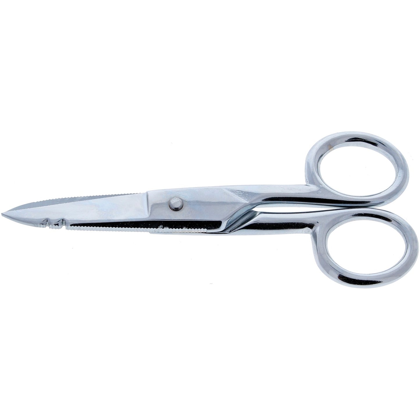 American Smart IDEAL 35-088 electrician's scissors with stripping notch for wire cutting and stripping in electrical installation tasks.