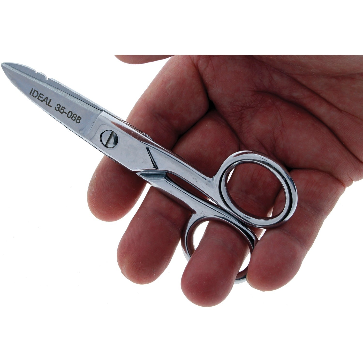 American Smart IDEAL 35-088 electrician's scissors with stripping notch for precise wire cutting and stripping in installation projects.