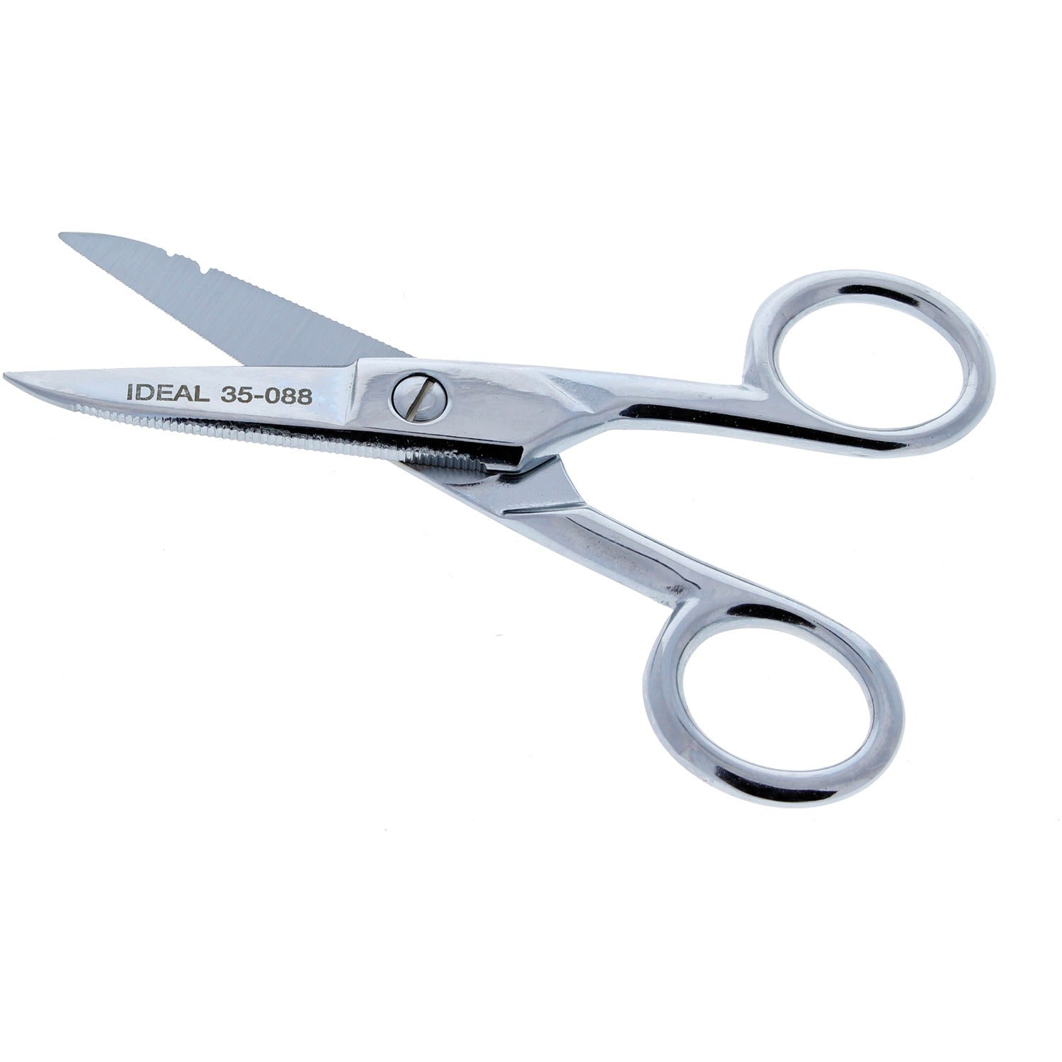 American Smart IDEAL electrician's scissors with stripping notch for wire cutting and stripping, designed for electrical installation projects.