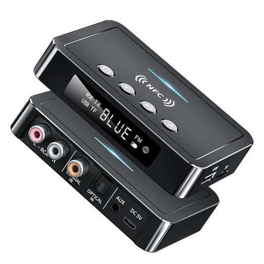 Wireless audio transmitter with LED display, RCA and SPDIF connections, black wireless adapter by American Smart WB.