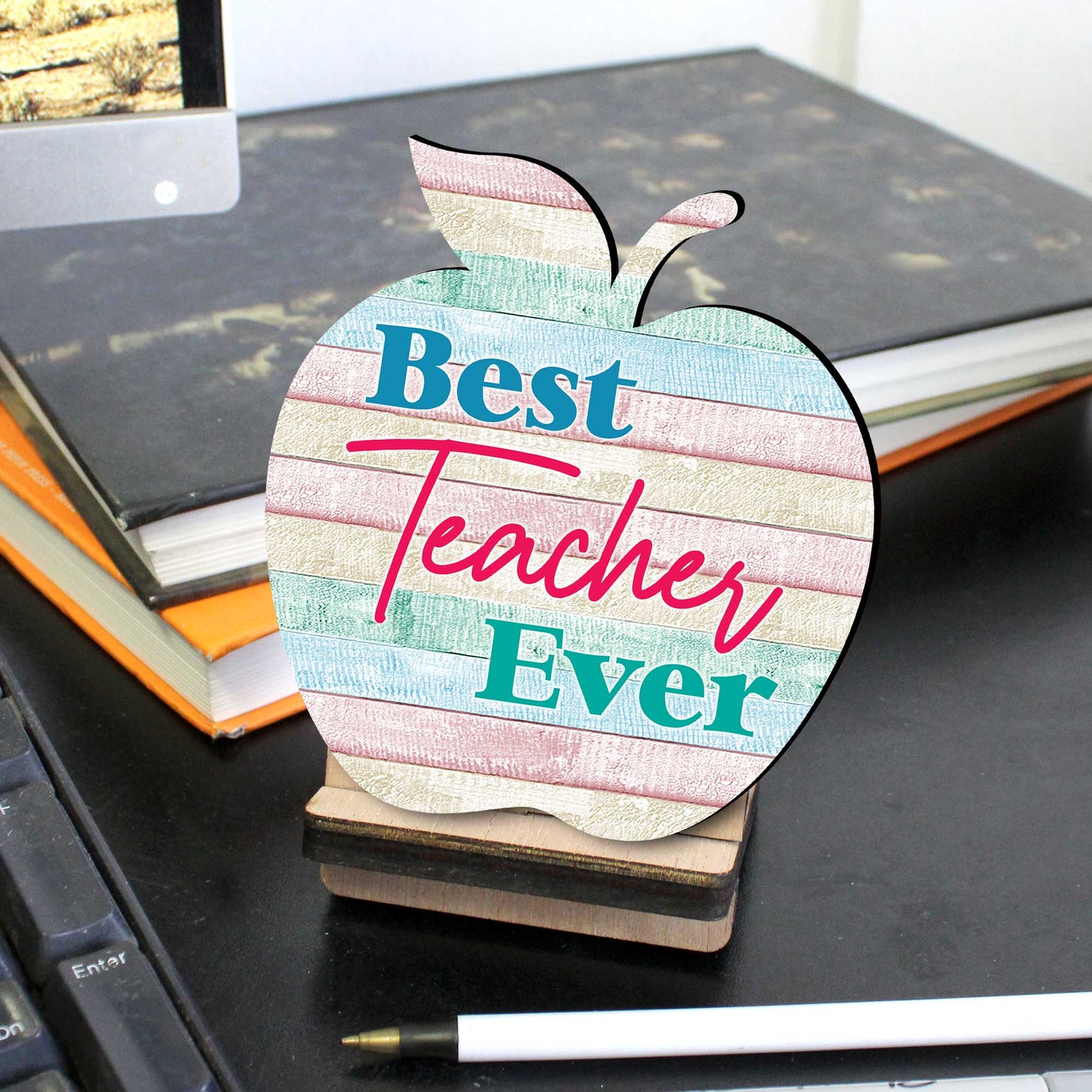 Unique gift for teacher - Back to School Gift - Teacher apple sign - End of year gift - Teacher appreciation - 8457613-0