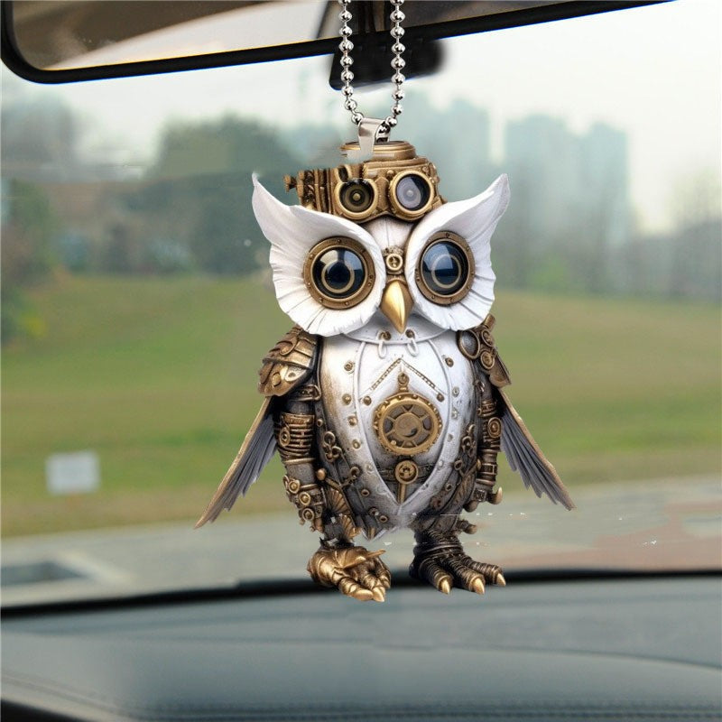 Halloween Owl automobile hanging ornament by ClaudiaG Home, featuring a spooky owl design for car decor.