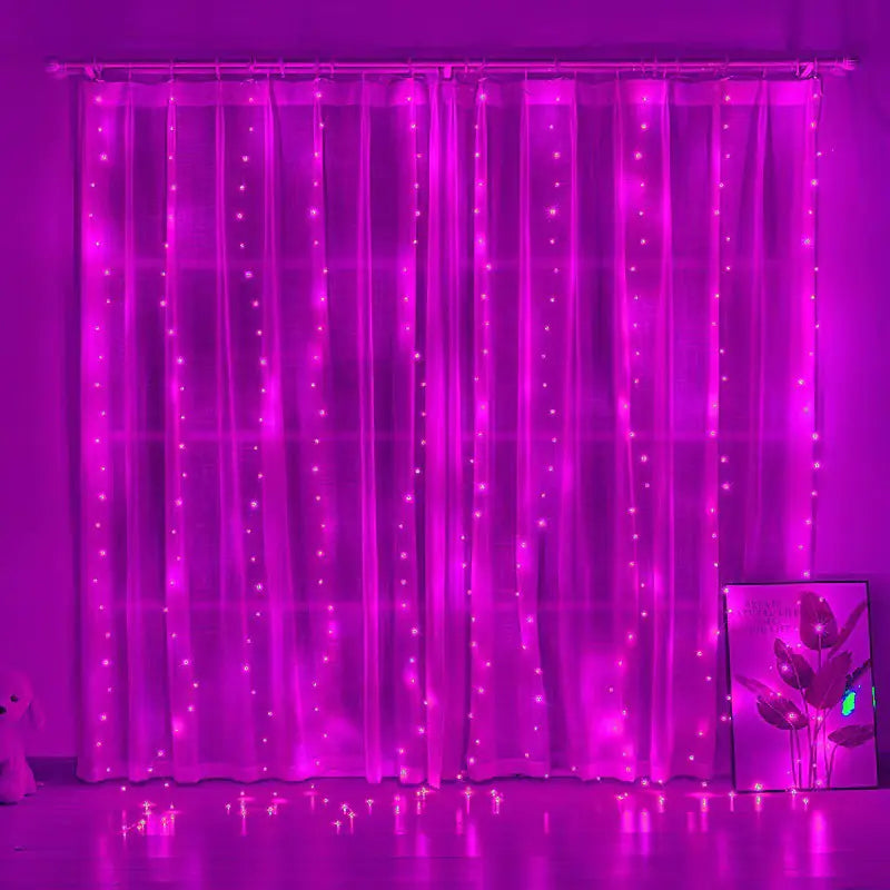 3x3m USB LED Copper Wire Curtain String Light