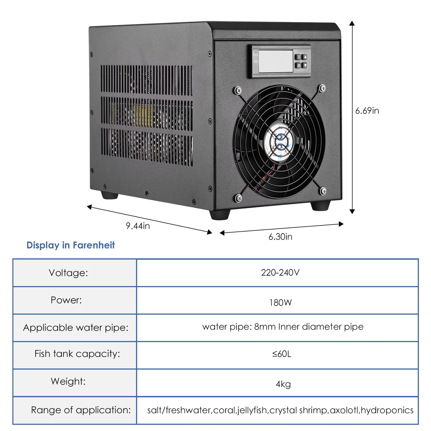 0-100℃ Aquarium Water Chiller 55L Fish Tank Cooler System Temperature Setting Device Constant For Fish Shrimp Breeding Tool