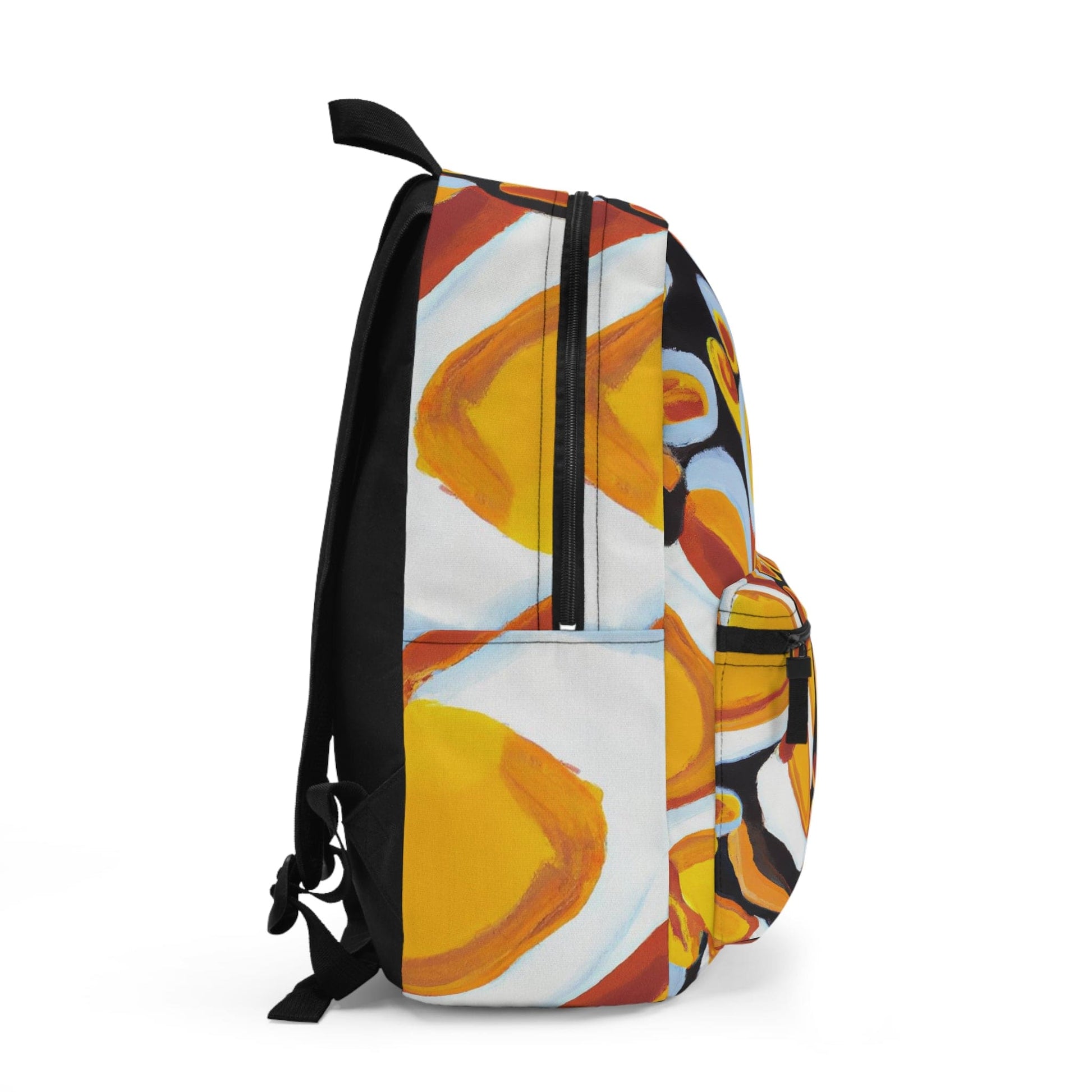 Backpack Work/school/leisure - Waterproof - Orange Black White Geometric Print Pattern-1
