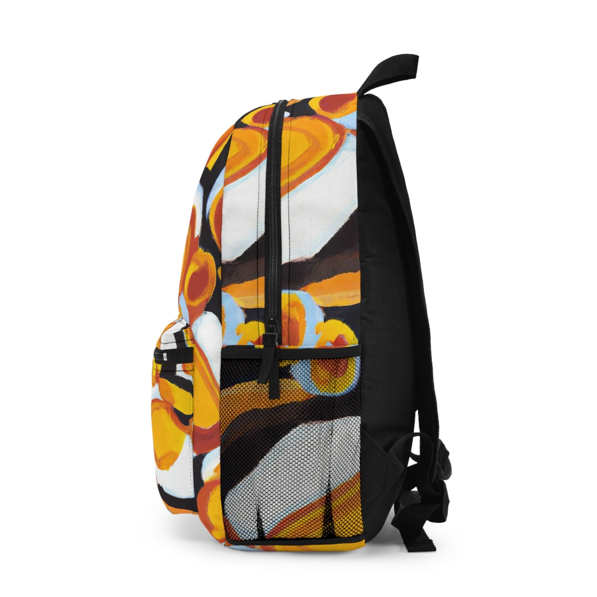 Backpack Work/school/leisure - Waterproof - Orange Black White Geometric Print Pattern-2