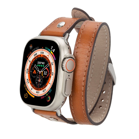 Basin Double Tour Leather Bands for Apple Watch 9, Ultra 2 and SE - American Smart