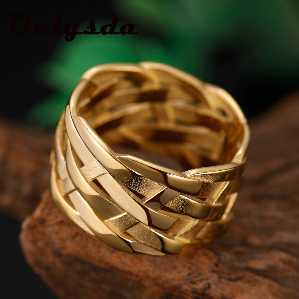 vintage-weave-stainless-steel-rings