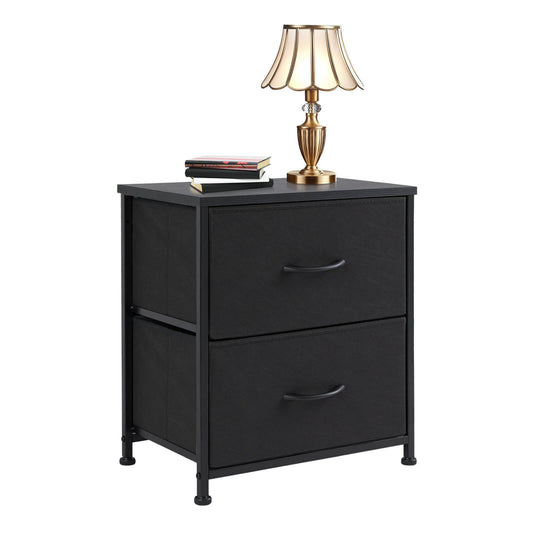 Drawers Dresser Chest of Drawers,Metal Frame and Wood Top,2bc,Black