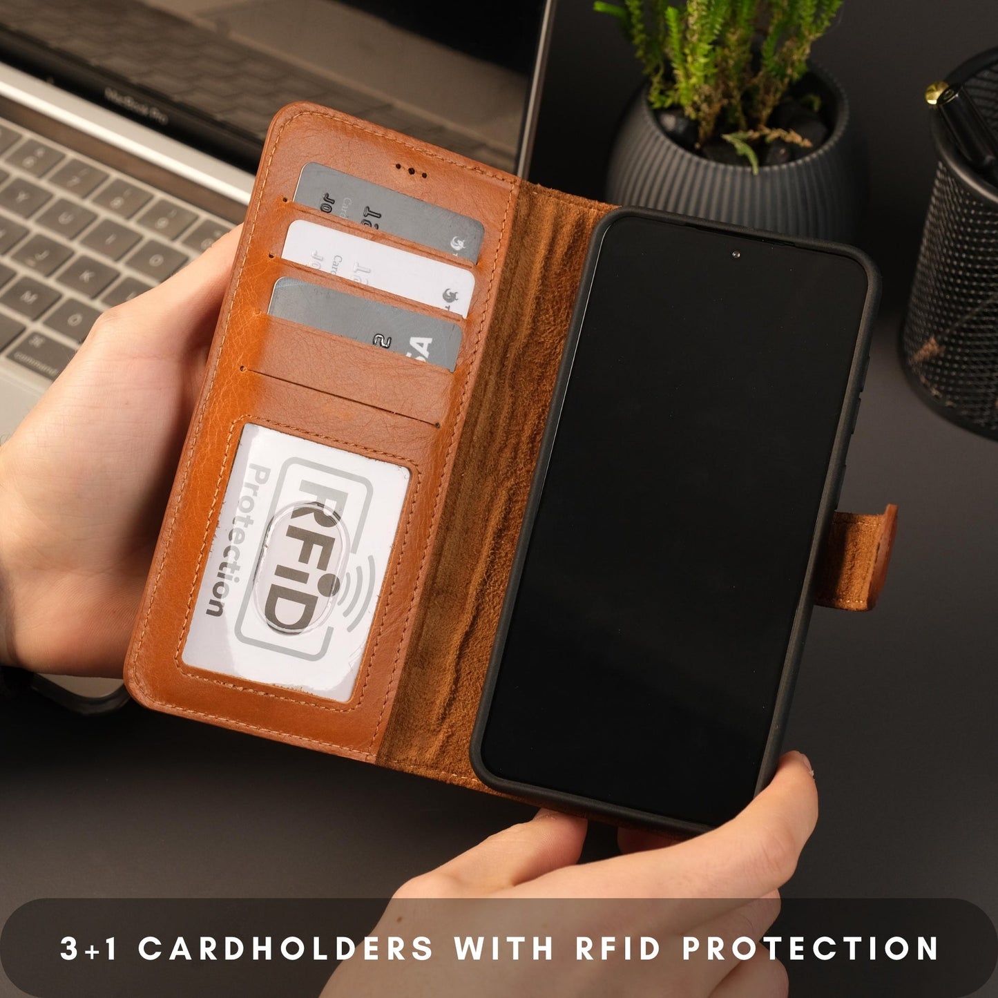 Buffalo Leather Samsung Galaxy S24 Plus Wallet with Detachable Case