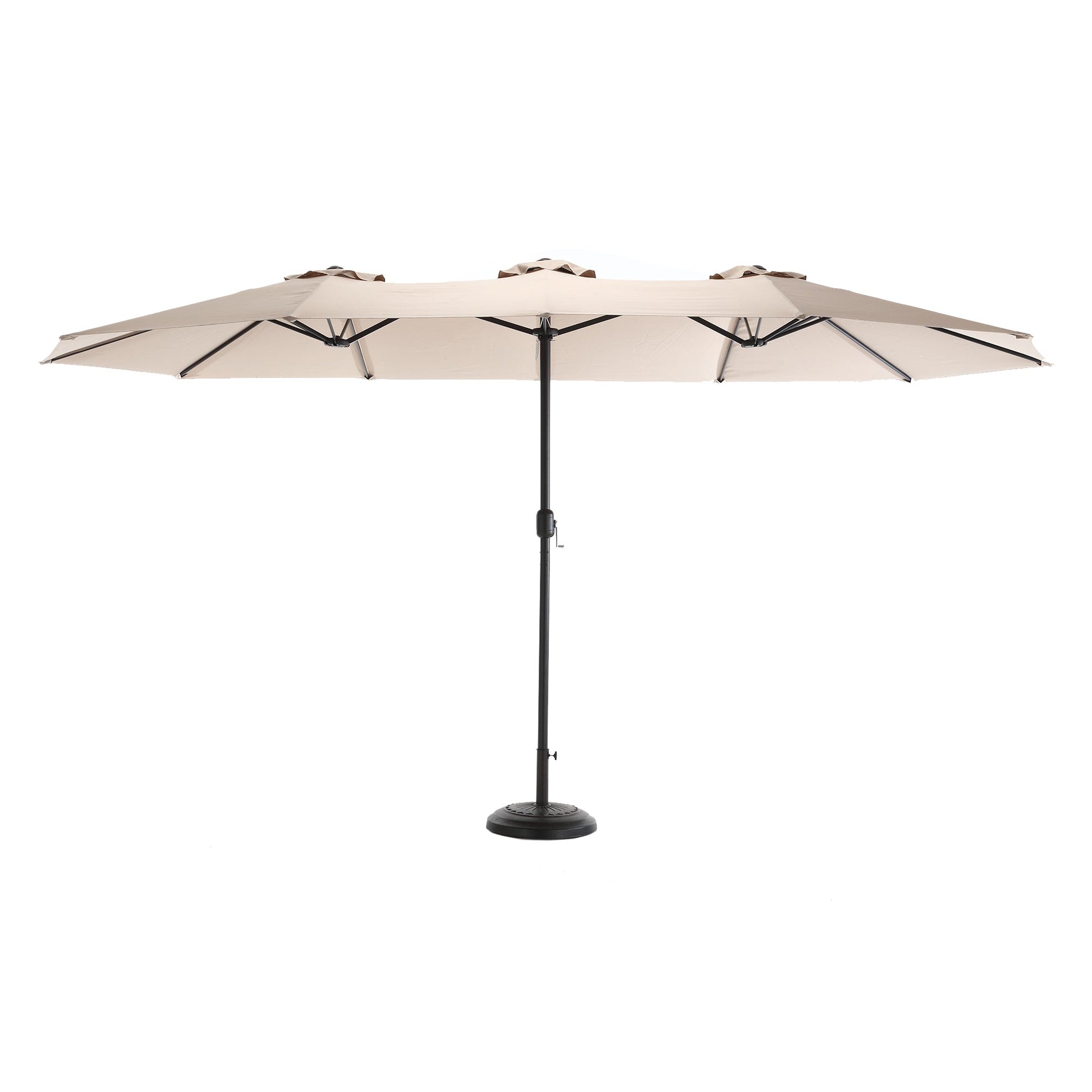 14.8 Ft Double Sided Outdoor Umbrella Rectangular Large with Crank ( khaki )