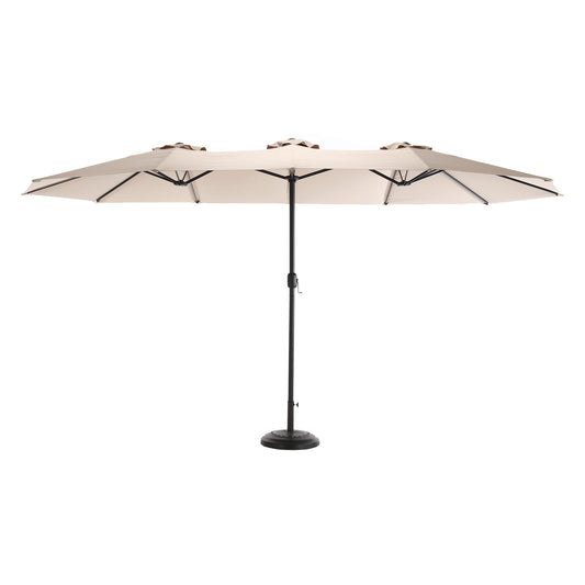 14.8 Ft Double Sided Outdoor Umbrella Rectangular Large with Crank ( khaki )