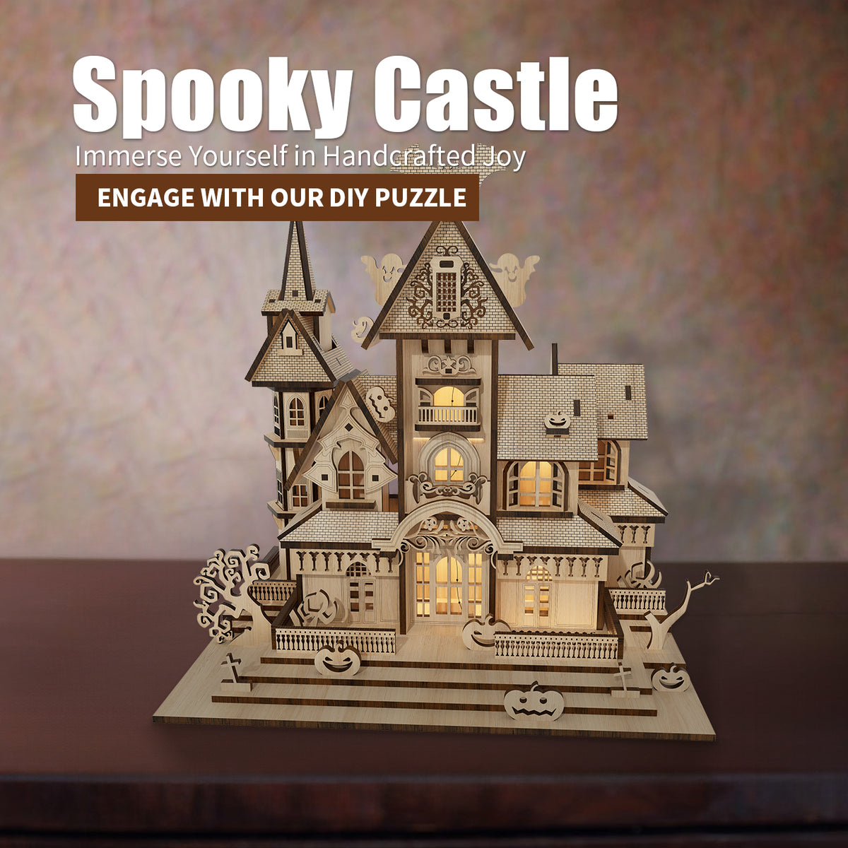 ClaudiaG Home Haunted Castle Halloween decoration with spooky castle design for Halloween festivities.