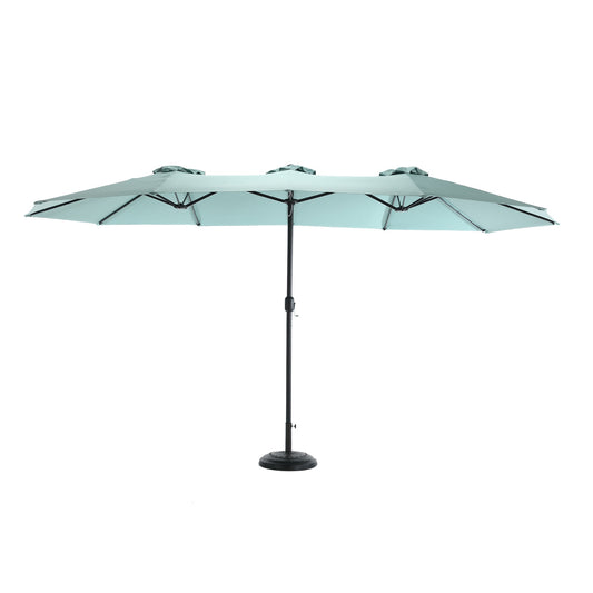 14.8 Ft Double Sided Outdoor Umbrella Rectangular Large with Crank ( Light green )
