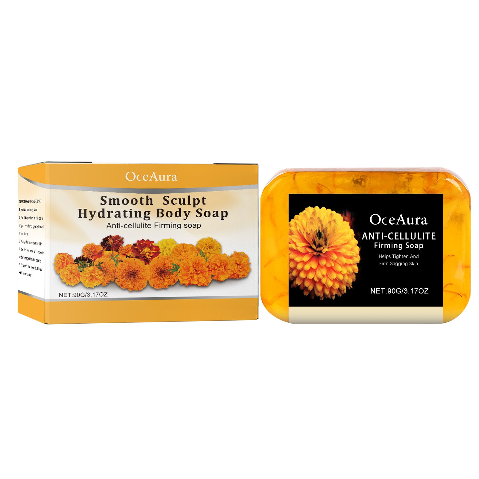 Eprolo OceAura Orange Peel Moisturizing Shower Soap bar with orange peel, gently cleansing body skin and enhancing hydration.