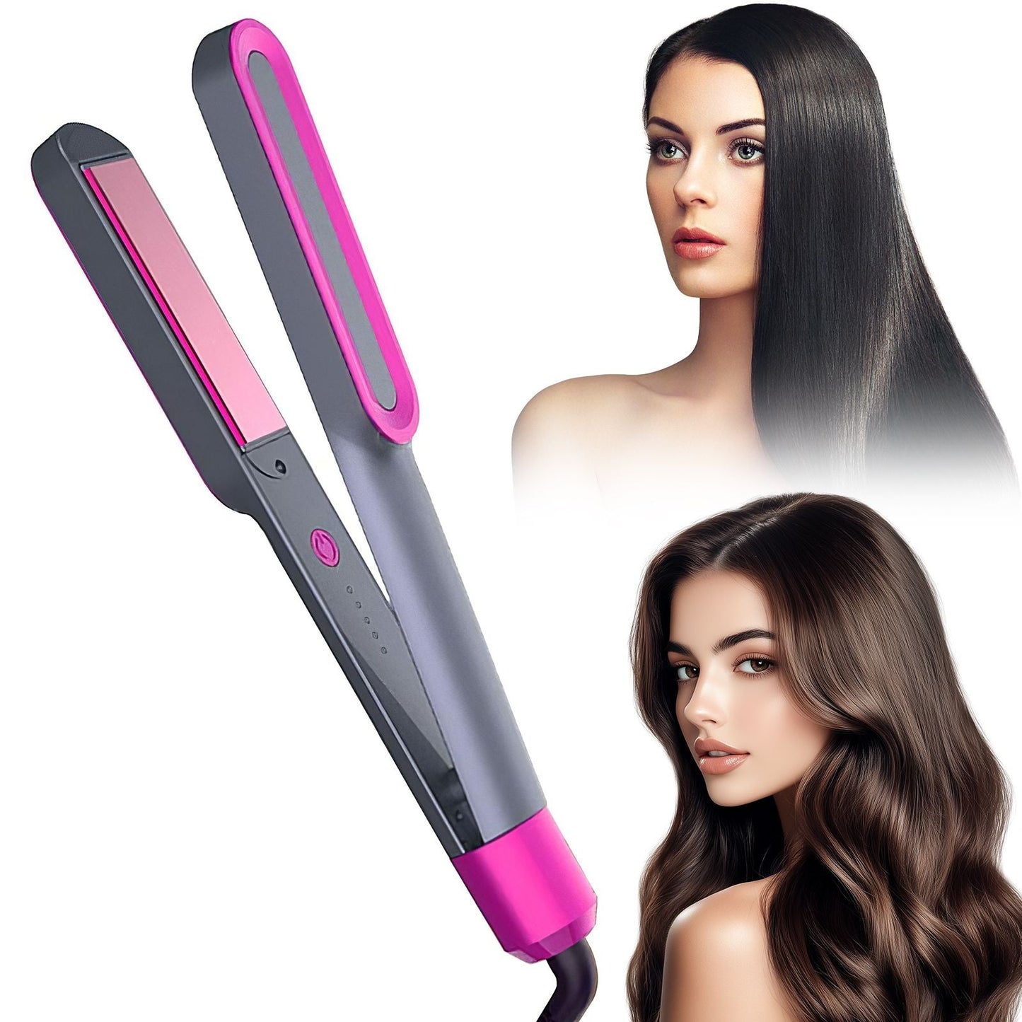 2 in 1 Hair Straightener and Curler, Professional Flat Iron for All Hair Styles, Less Frizz, Shinier & Smoother Hair
