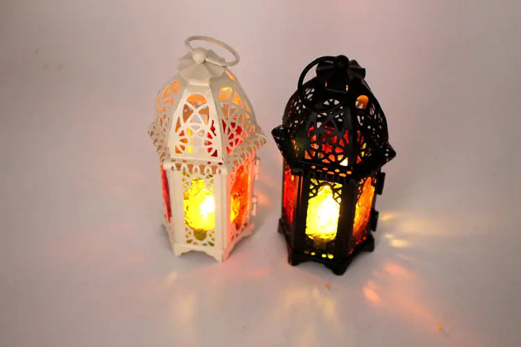 Classic Lantern Candle Holder with Iron and Glass