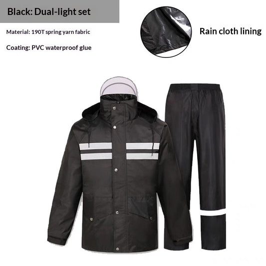 Color: 190T Polyester Pongee Suit, Size: 2XL - Outdoor Split-Style Reflective Rain Jacket And Rain Pants Set