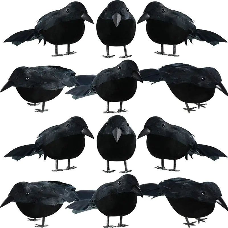Black Foam Velvet Crow Decoration for Halloween