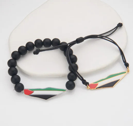 Epoxy Stainless Steel Palestinian Flag Map Strap
