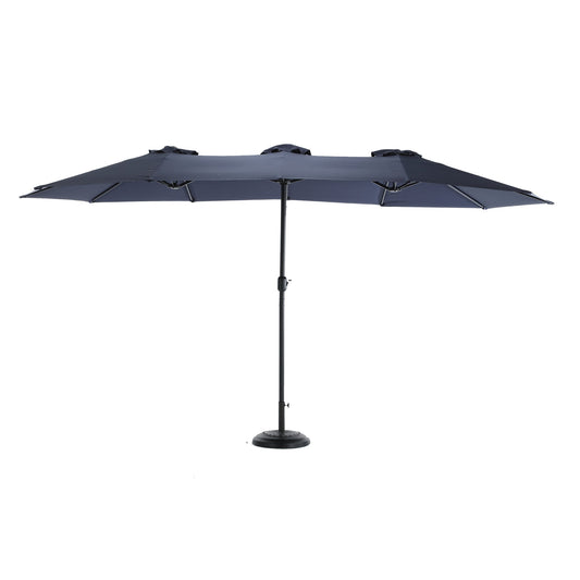 14.8 Ft Double Sided Outdoor Umbrella Rectangular Large with Crank ( Navy blue )