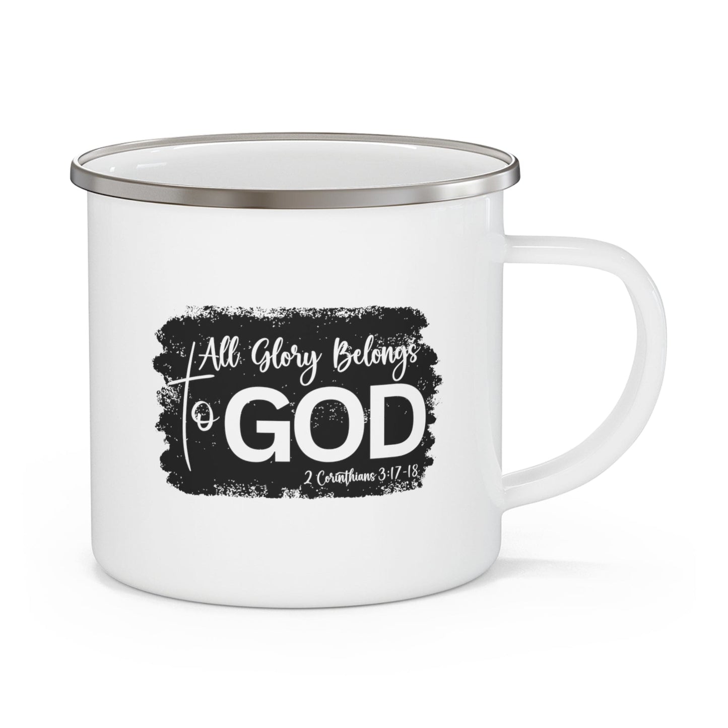 Enamel Camping Mug - All Glory Belongs to God Christian Illustration Black-0