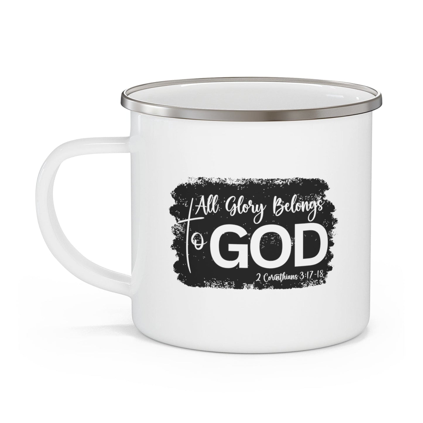 Enamel Camping Mug - All Glory Belongs to God Christian Illustration Black-2