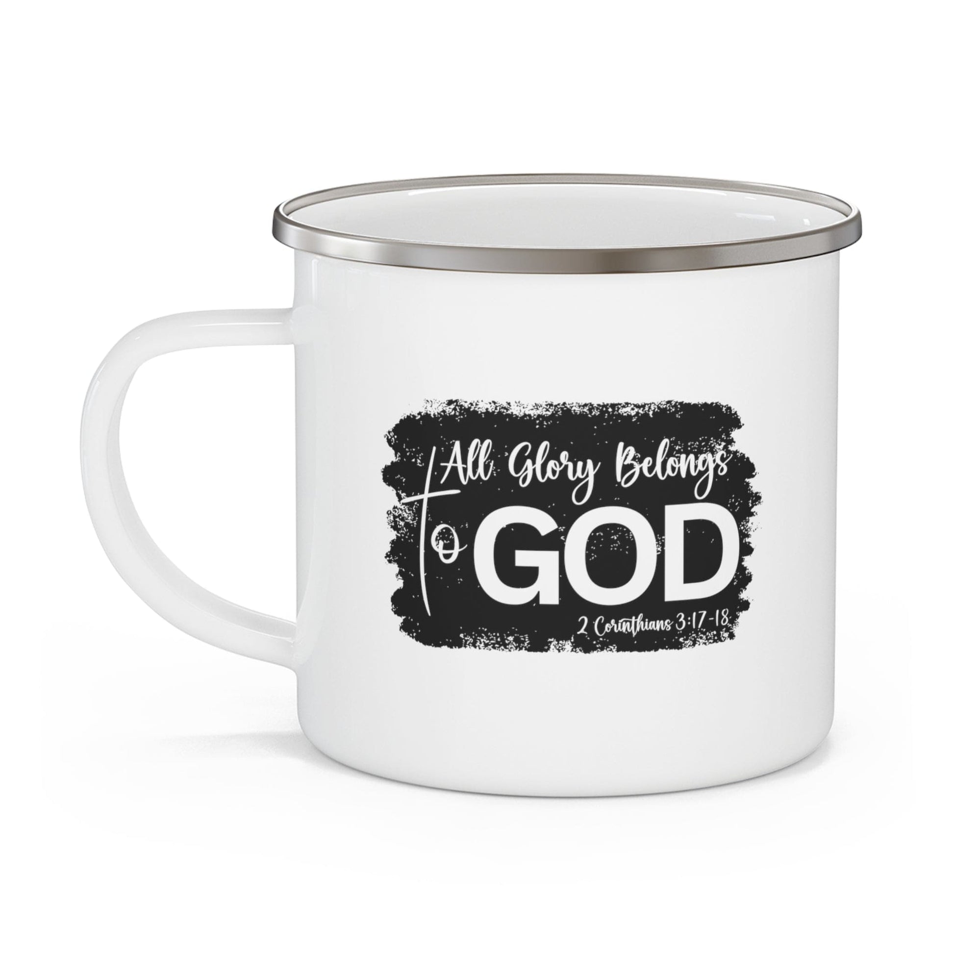 Enamel Camping Mug - All Glory Belongs to God Christian Illustration Black-2