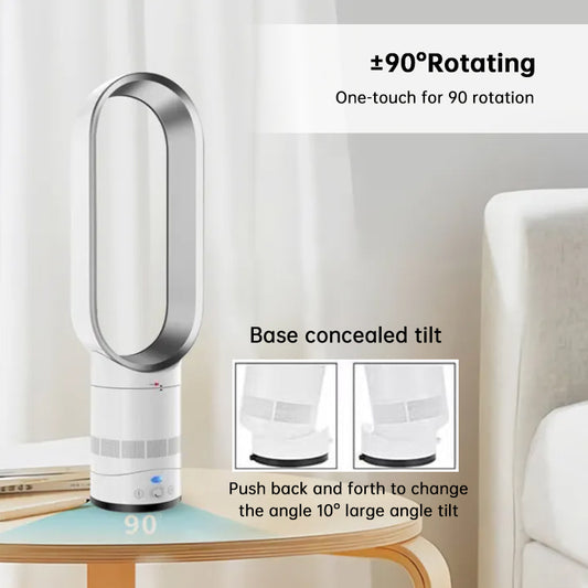 Eprolo 16-inch bladeless tower fan with remote control, quiet floor fan ideal for home use, sleek modern design.