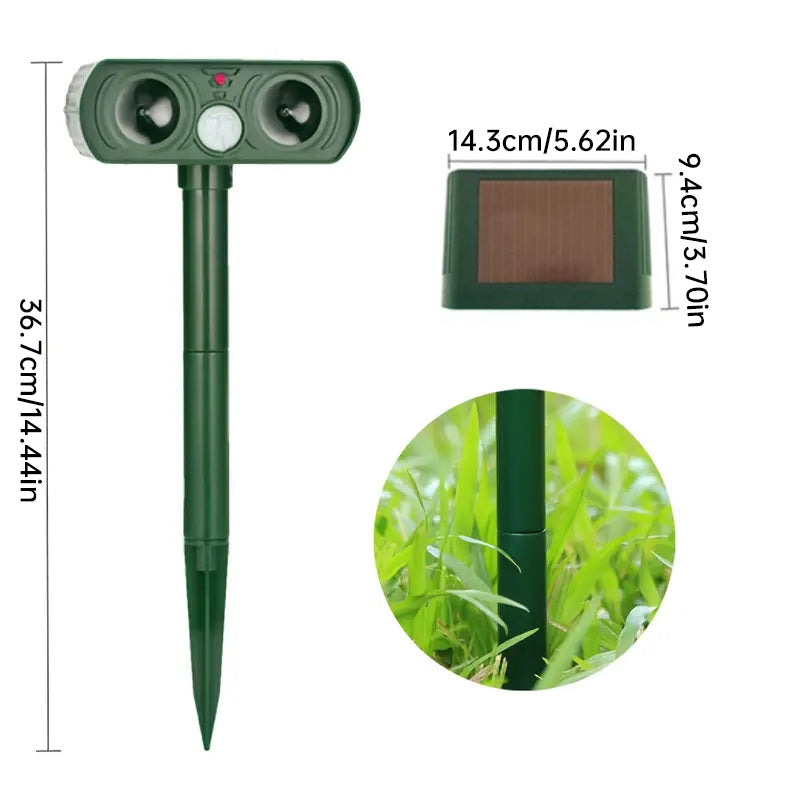 Rechargeable 2025 Solar Animal Repeller by eprolo with infrared sensors for deterring cats, dogs, and wildlife from gardens and patios.
