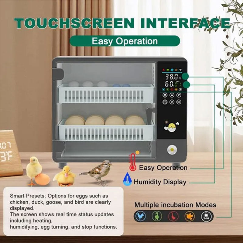 eprolo 24 egg incubator with automatic turner, digital touchscreen hatchery for chicken, duck, and quail eggs, poultry farming equipment