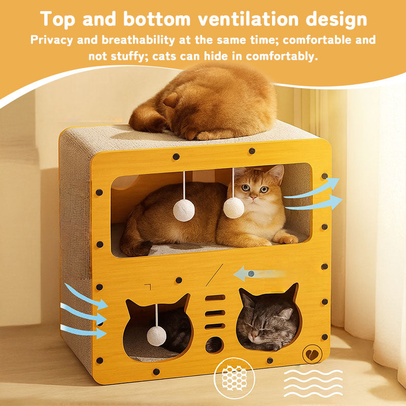 eprolo 3-in-1 cat house, bed, and scratch post with multi-layer eco-friendly cardboard, soft and cozy for indoor cats