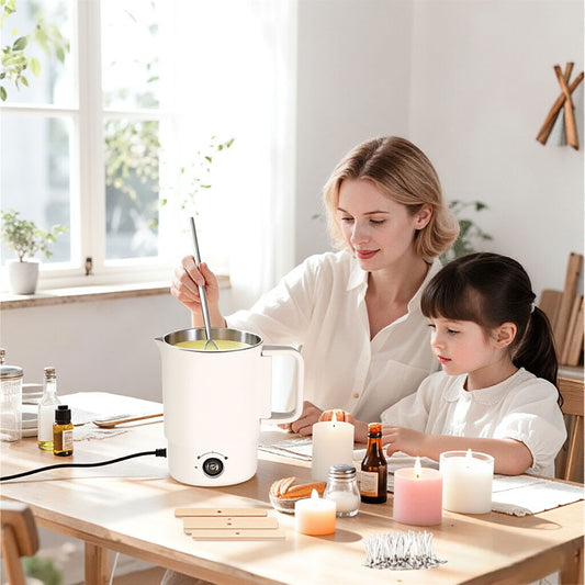 A47U 800ml Electric Wax Kettle, Candle Making Pouring Pot with Thermometer, DIY Craft Tool Kit for Beginners, UK Plug - American Smart
