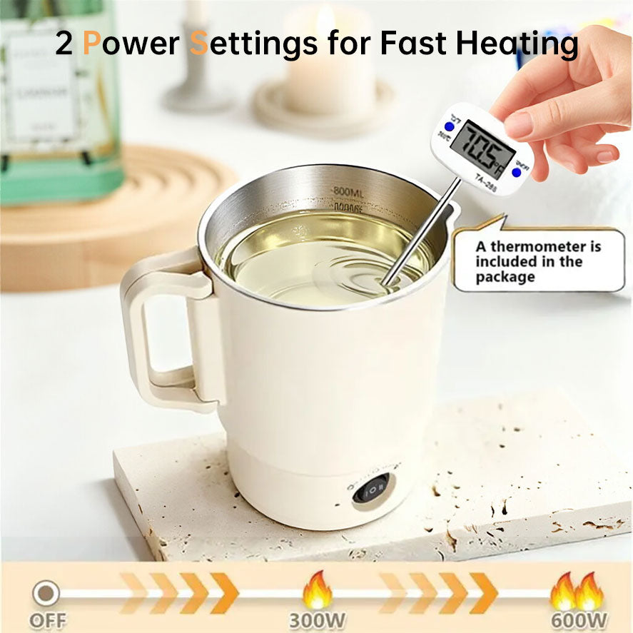 A47U 800ml Electric Wax Kettle, Candle Making Pouring Pot with Thermometer, DIY Craft Tool Kit for Beginners, UK Plug - American Smart
