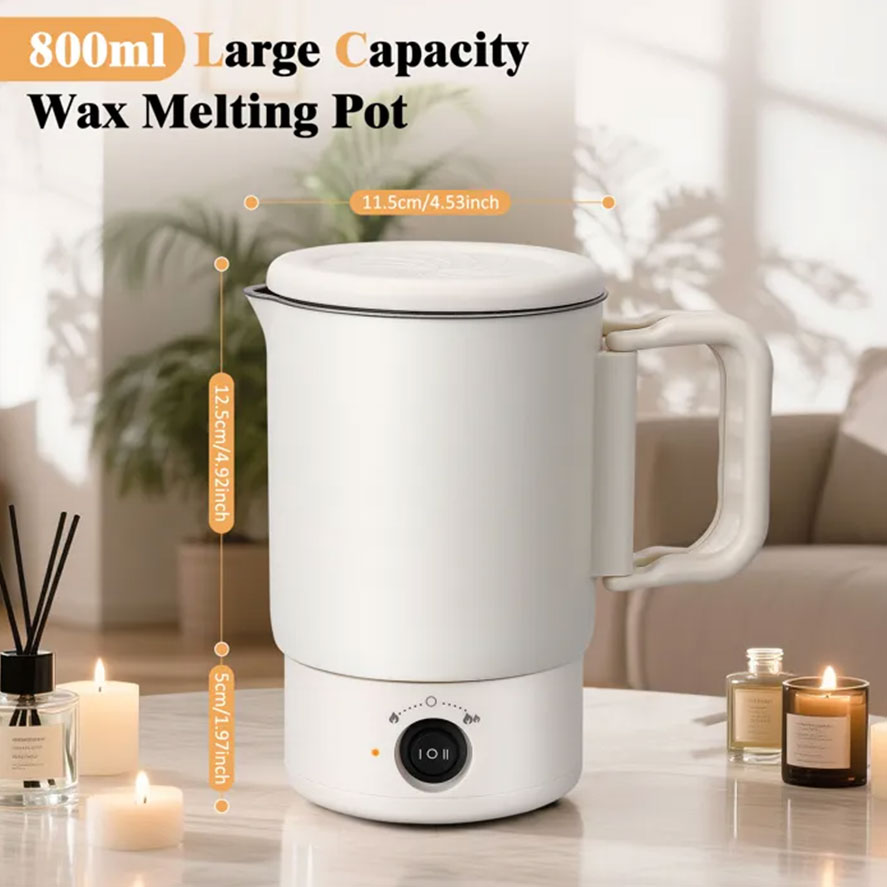 A47U 800ml Electric Wax Kettle, Candle Making Pouring Pot with Thermometer, DIY Craft Tool Kit for Beginners, UK Plug - American Smart
