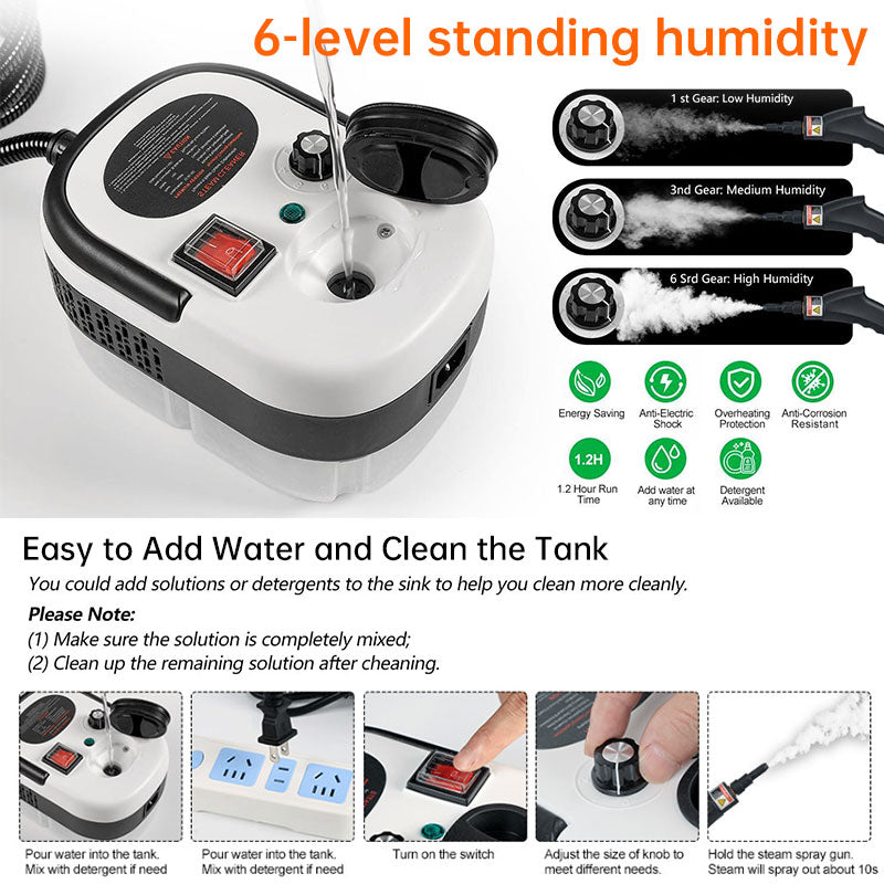 AC Steam Cleaner, Portable High Temp Steamer for Kitchen Grease, Range Hood, Glass & Home Appliance Disinfection - American Smart