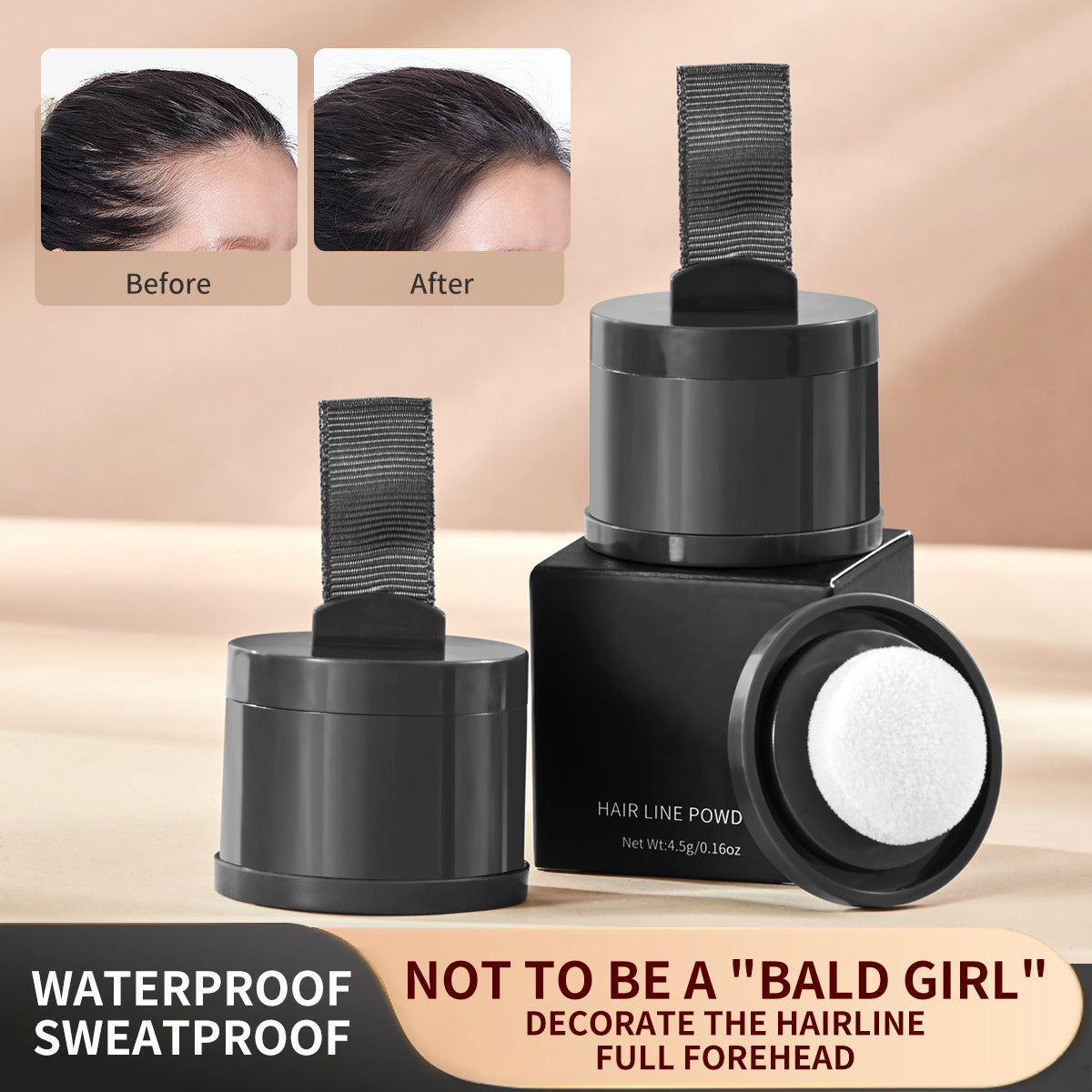 Eprolo hairline powder contouring for forehead, waterproof and sweat-proof hair replacement shadow fill, natural appearance