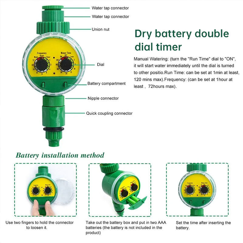 Digital Programmable Water Timer for Garden Irrigation - LCD Display, Automatic On/Off, Weatherproof Design - American Smart