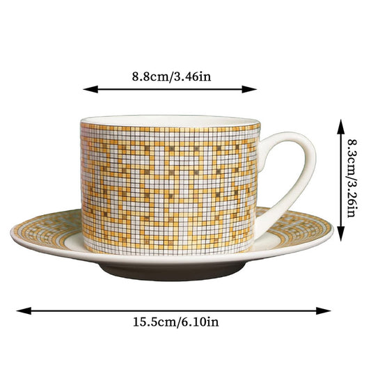 European style bone china coffee cups and saucers set by eprolo with spoons, ideal for afternoon tea at home or office.