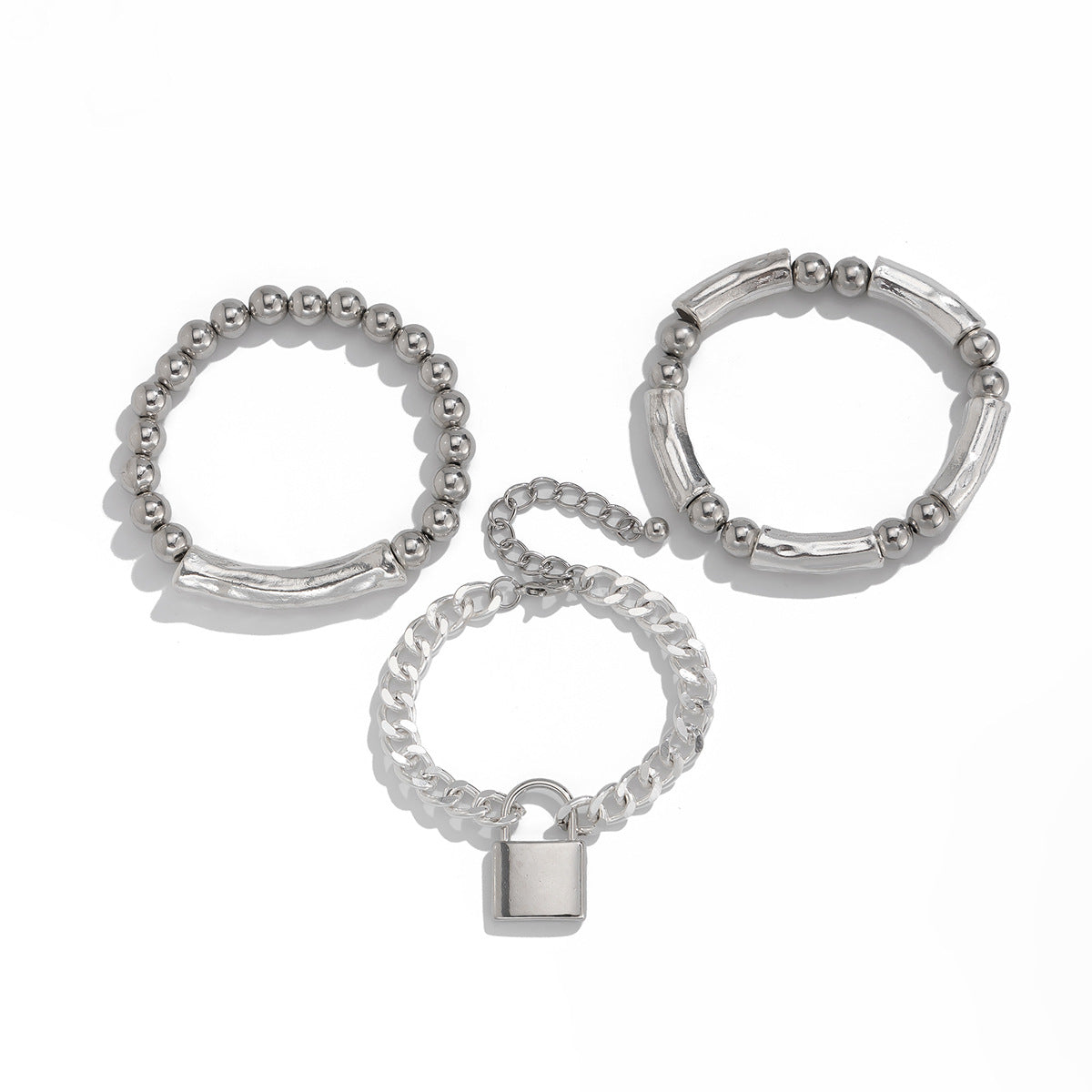 Eprolo pearl bead bracelet with minimal design and heart-shaped hollow bracelet set, stylish and elegant jewelry for women.