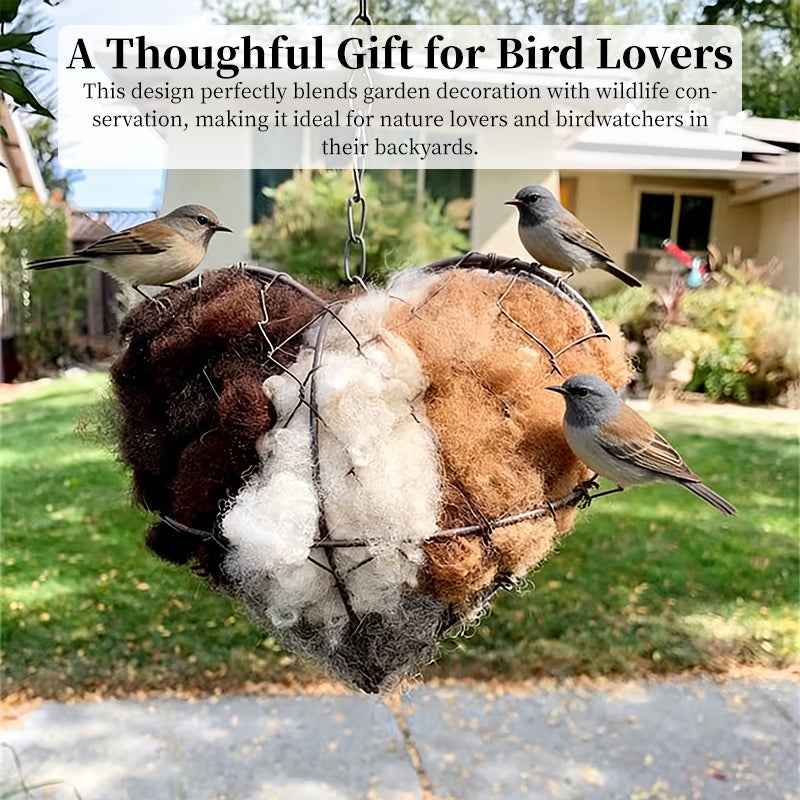 Handmade heart-shaped bird nest by eprolo, weatherproof outdoor garden decor birdhouse, unique yard art for birds.
