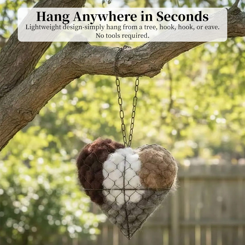 Handmade heart-shaped bird nest by eprolo, outdoor weatherproof birdhouse for garden decor and yard art.