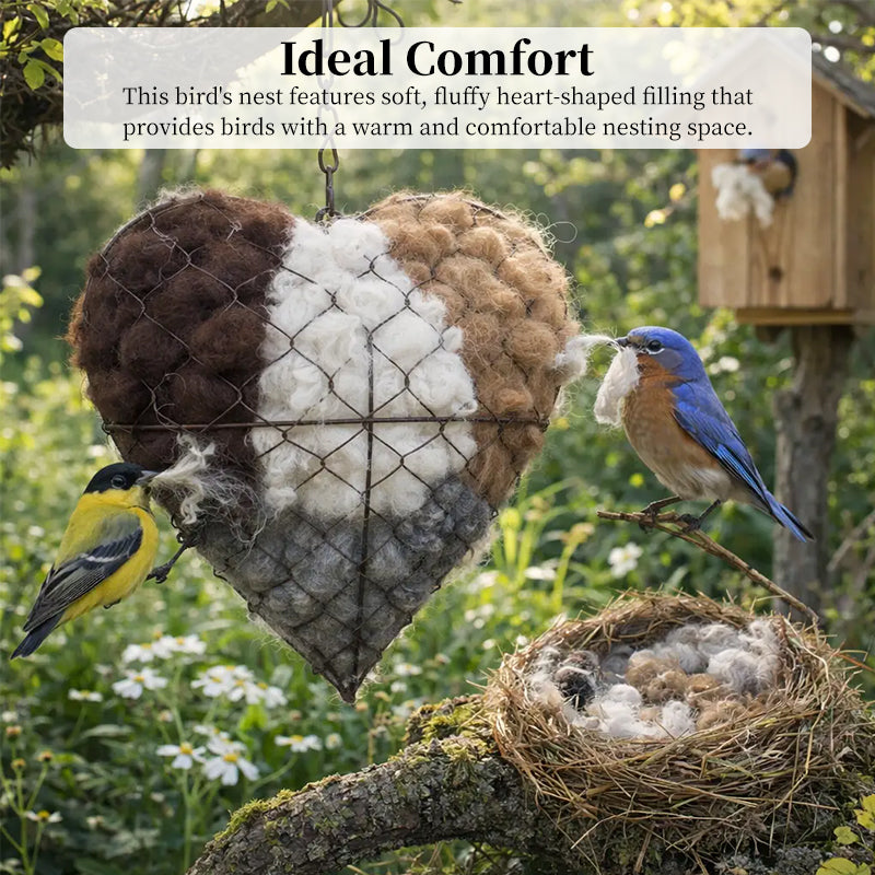 Handmade heart-shaped bird nest from eprolo, weatherproof garden birdhouse with unique yard art design, suitable for outdoor decor