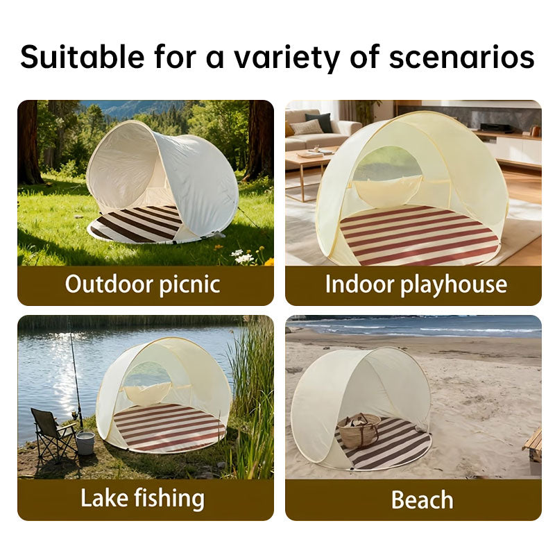 Eprolo heavy-duty beach tent with reinforced poles, windproof sun shelter, UV protection canopy for outdoor family use